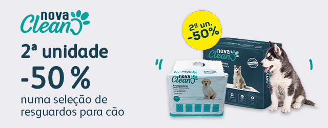 Nova Clean: -50% na 2.ª unidade numa seleção de resguardos para cão