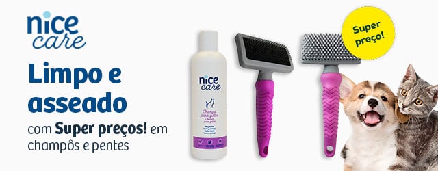 Limpo e cuidado: Super preços em champôs e escovas para gato