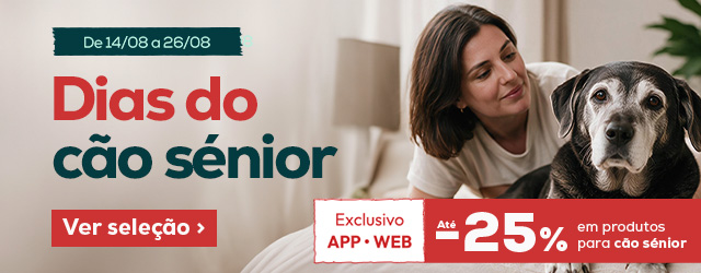 Celebramos os mais sábios da casa. Até -25% em produtos para cão sénior.