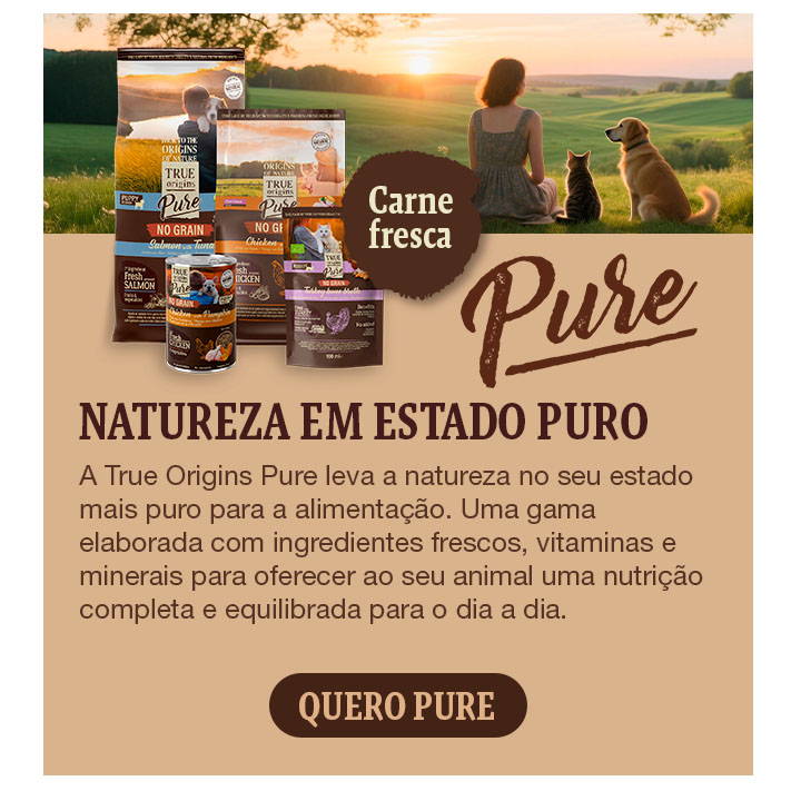 True Origins Pure: Natureza em estado puro com ingredientes frescos, vitaminas e minerais.