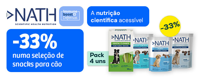 Nath: -33% numa seleção de snacks para cão
