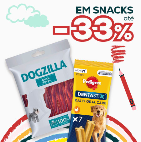 Até -33% em snacks para cão