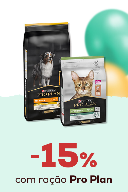 Pro Plan: 15% de desconto numa seleção de formatos grandes de ração para cão e gato