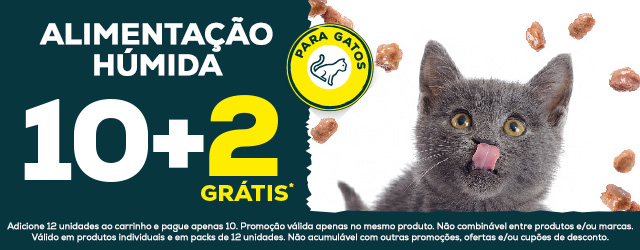 10+2 grátis em alimentação húmida para gato