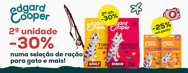 Edgard Cooper: -30% na 2ª unidade numa seleção de ração para gatos e mais