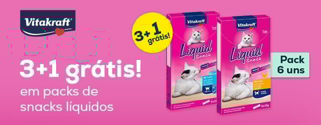 Vitakraft: 25% em packs de snacks líquidos para gato