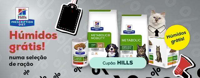 Hill's Prescription Diet: 3 latas de alimentação húmida grátis na compra de ração j/d Metabolic + Mobility para cão 12 kg