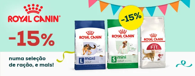 Royal Canin: -15% numa seleção de ração e -25% numa seleção de packs de alimentação húmida