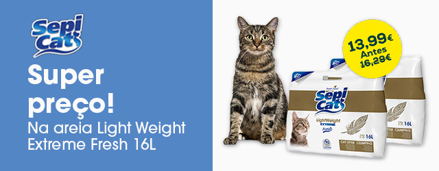 Super preço na areia aglomerante para gato Sepicat Light Weight Extreme Fresh 16L
