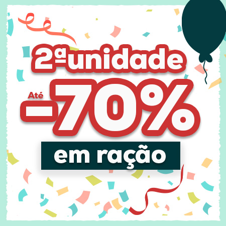 Até -70% na 2ª unidade numa seleção de ração