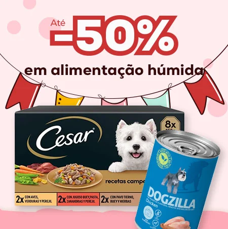 Até -50% em alimentação húmida para cão