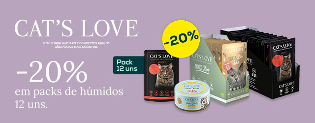 Cat's Love: -20% numa seleção de packs de alimentação húmida 12 un.