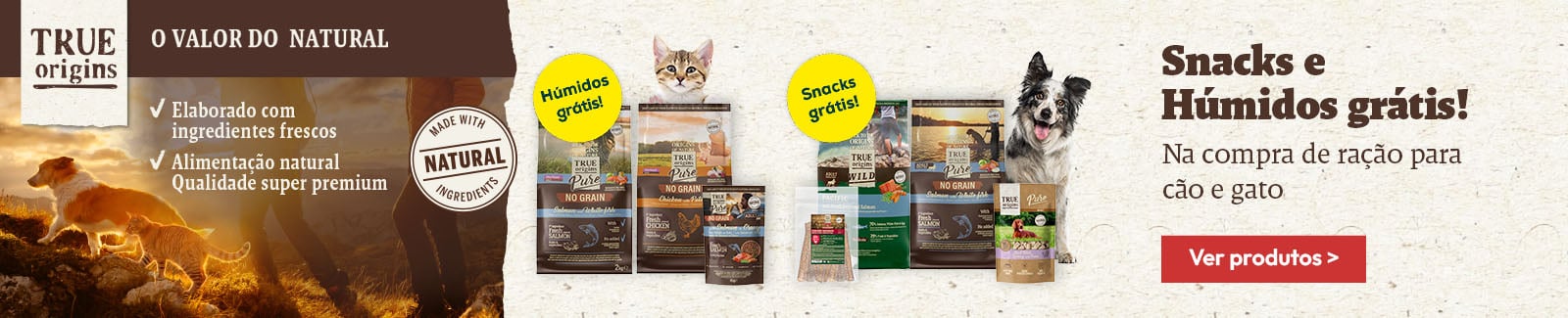 True Origins: Snack gr&aacute;tis na compra de ra&ccedil;&atilde;o para c&atilde;o e mais