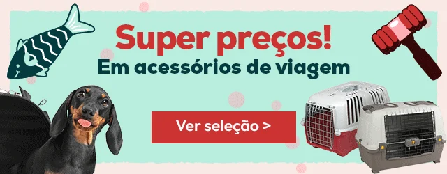 Super preço numa seleção de acessórios de viagem e de cuidado para o pelo