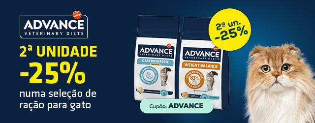 Advance Veterinary Diets: -25% na 2ª unidade numa seleção de ração para gato