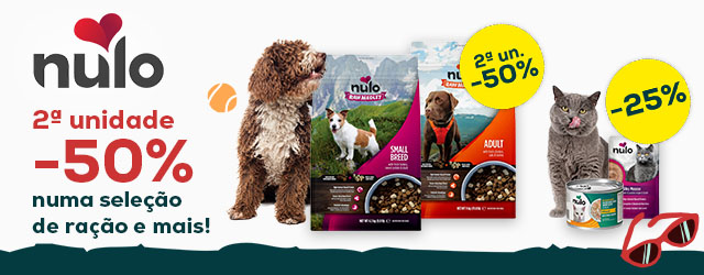 Nulo: -50% na 2ª unidade numa seleção de ração Nulo 1,8 kg e -25% numa seleção de packs de alimentação húmida