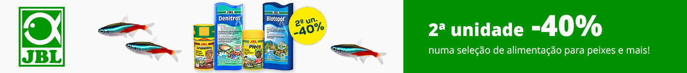 -40% na 2.ª unidade numa seleção de comida para peixes e condicionadores para aquário
