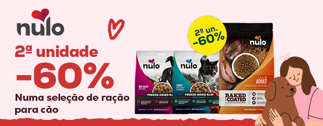 Nulo: -60% na 2.ª unidade na seleção de ração para cão