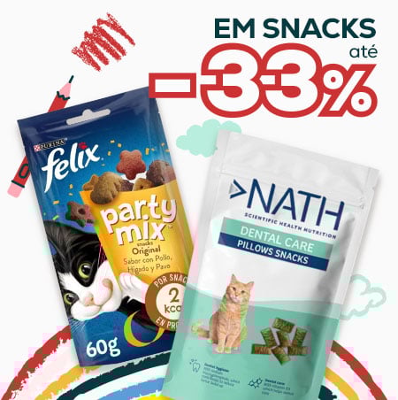Até -33% em snacks para gato