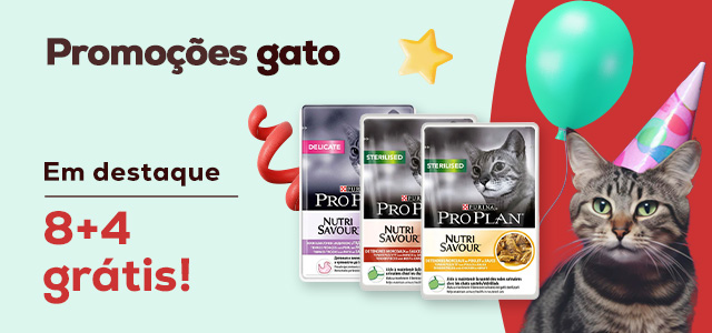 Pro Plan: 8+4 grátis numa seleção de packs de alimentação húmida para gato 12 un.