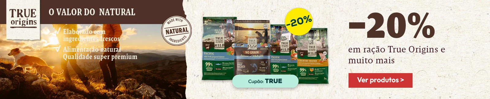 True Origins: -20% numa sele&ccedil;&atilde;o de ra&ccedil;&atilde;o para c&atilde;o 12 kg