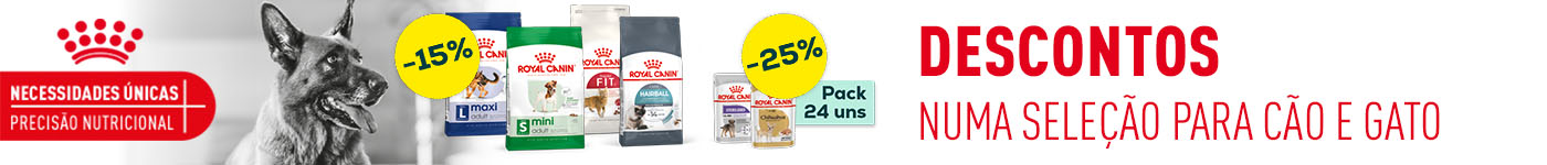 Royal Canin: -15% numa seleção de ração e -25% numa seleção de packs de alimentação húmida
