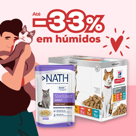 Até 33% de desconto em alimentação húmida para gato
