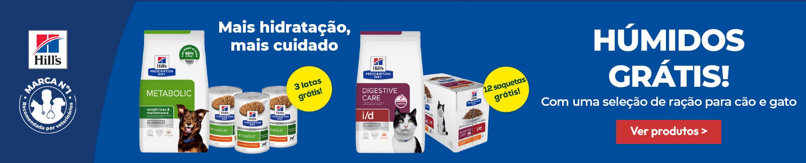 Hill's Prescription Diet: Alimenta&ccedil;&atilde;o h&uacute;mida de oferta na compra de uma sele&ccedil;&atilde;o de ra&ccedil;&atilde;o para c&atilde;o e gato