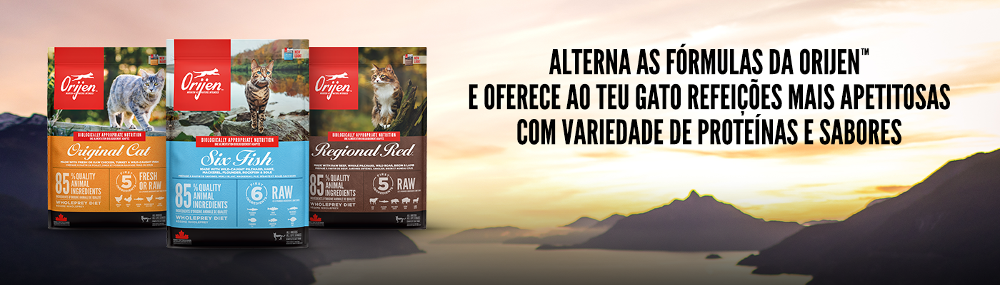 Alternar entre as fórmulas de Orijen para oferecer alimentação mais apetecível, variada e protéica.