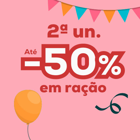 Até 50% de desconto na 2.ª unidade numa seleção de rações