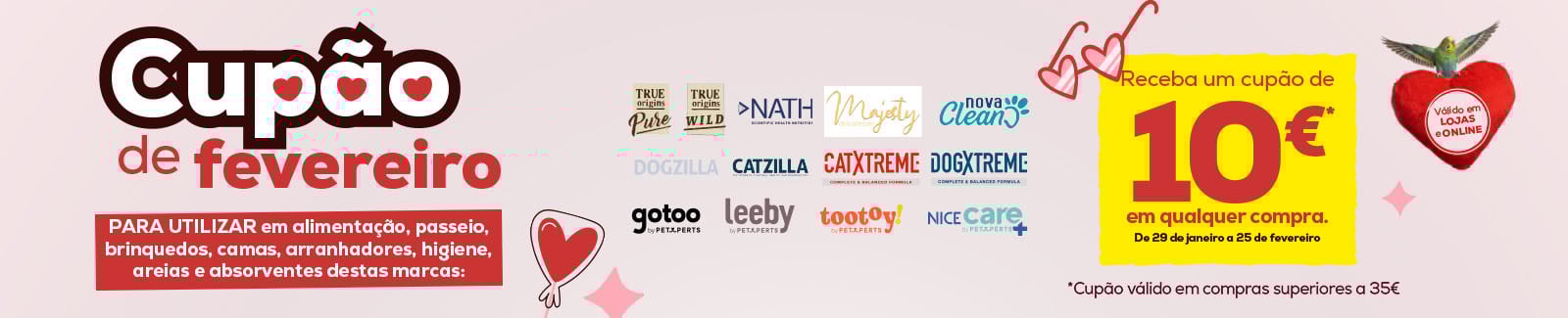 Cup&atilde;o de fevereiro: Receba um cup&atilde;o de 10&euro; em qualquer compra