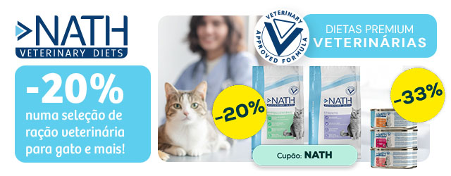 Nath Veterinary Diets: -20% numa seleção de ração para gato, e -33% numa seleção de packs de húmidos e snacks para gato