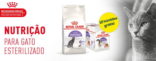 Royal Canin: Até 12 saquetas de oferta na compra de uma seleção de ração para gato esterilizado Royal Canin: Até 12 saquetas de oferta na compra de uma seleção de ração para gato esterilizado