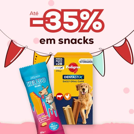 Até -35% em snacks para cão