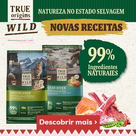 Novidades em ração natural True Origins Wild formulada com novas proteínas para gatos com muita atividade Novidades em ração natural True Origins Wild formulada com novas proteínas para gatos com muita atividade