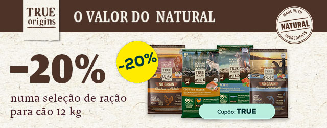 True Origins: -20% numa seleção de ração para cão 12 kg True Origins: -20% numa seleção de ração para cão 12 kg