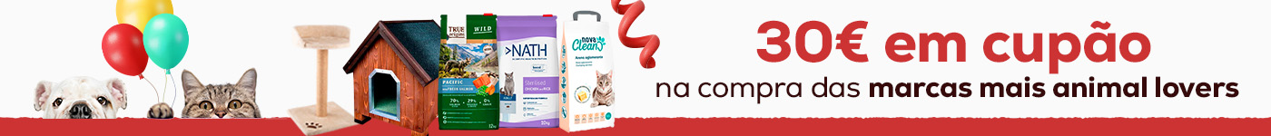 Compre as nossas marcas mais Animal Lovers e oferecemos 30€ no formato de 3 cupões de 10€ de desconto