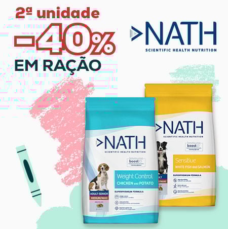 Nath: -40% na 2.ª unidade numa seleção de ração para cão 12 kg