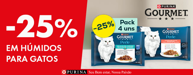 Gourmet: -25% numa seleção de alimentação húmida para gato Gourmet: -25% numa seleção de alimentação húmida para gato