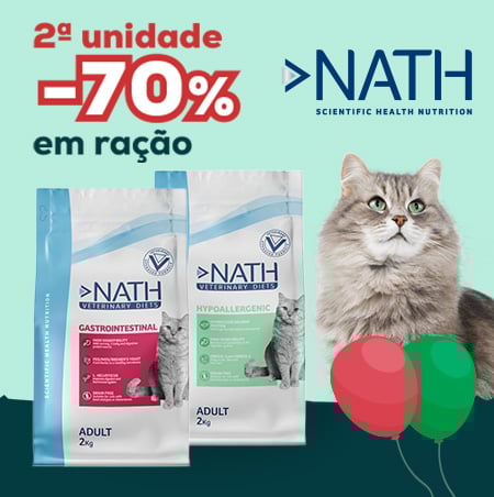 Nath: Até -70% na 2ª unidade numa seleção de ração para gato