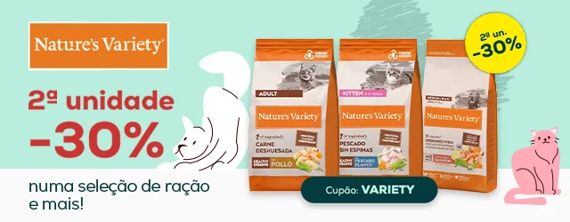 Nature's Variety: -30% na 2ª unidade numa seleção de ração