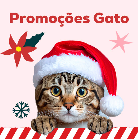 Novas Promoções de Natal com até 50% de desconto em alimetação, snacks, camas, brinquedos, arranhadores e muito mais.