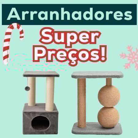 Novas Promoções de Natal com até 50% de desconto em alimetação, snacks, camas, brinquedos, arranhadores e muito mais.