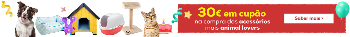 Compre os nossos acessórios mais Animal Lovers e obtenha 30€ de oferta no formato de 3 cupões de 10€ de desconto