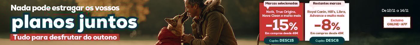 15% de desconto em compras desde 45€ em todas as marcas exclusivas ou 8% de desconto em compras desde 49€ nas restantes marcas