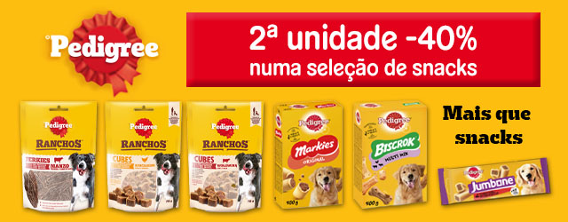 Pedigree: -40% na 2.ª unidade numa seleção de snacks para cão