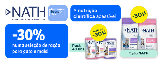 Nath: -50% na 2.ª unidade numa seleção de ração para gato e mais de -30% em packs de húmido para gato (48 x 70 g)