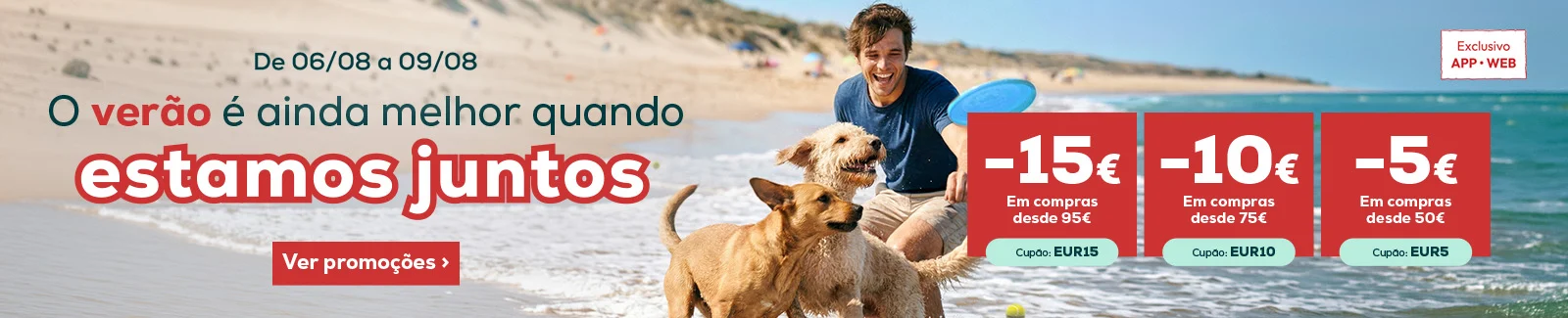 15&euro; de desconto em compras desde 95&euro;, inserindo e validando o cup&atilde;o EUR15, 10&euro; de desconto em compras desde 75&euro;, inserindo e validando o cup&atilde;o EUR10 ou 5&euro; de desconto em compras desde 50&euro;, inserindo e validando o cup&atilde;o EUR5.