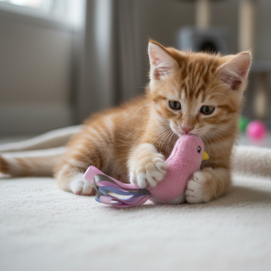 Tootoy! Kitten Peluche Pássaro com laço para gatos