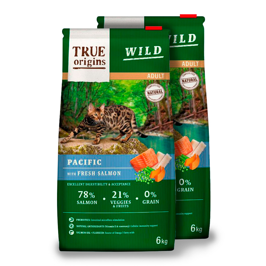 True Origins Wild Dog Pacific Adult True Origins Wild Cat Adult Pacific - 2x6 kg Pack Poupança | Kiwoko